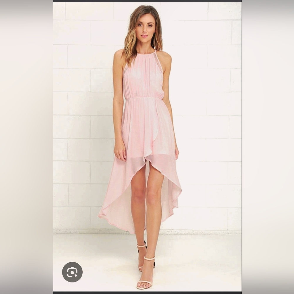Lush For Lulus Sheer Up High Low Blush Pink Mini Dress‎ Halter Top P Size M NWT